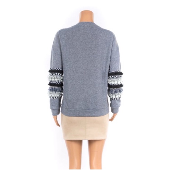 GREY hand detailed long sleeves pullover- top - Picture 3 of 4